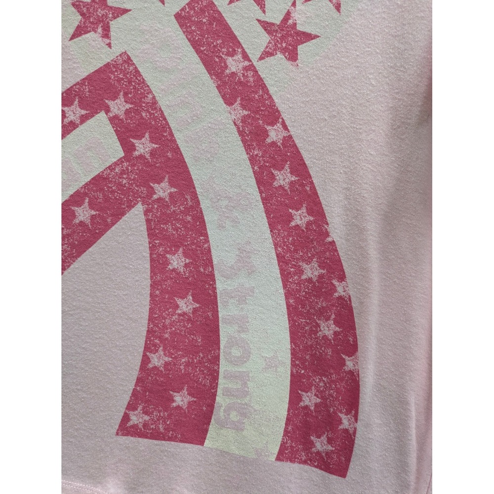 Americana Pink Ribbon Graphic‎ TShirt Womens XL All American Strong Stars - Picture 3 of 8